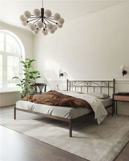 Кровать "Франческа" без изножья (160х200-ноги металл-цвет Коричневый бархат)