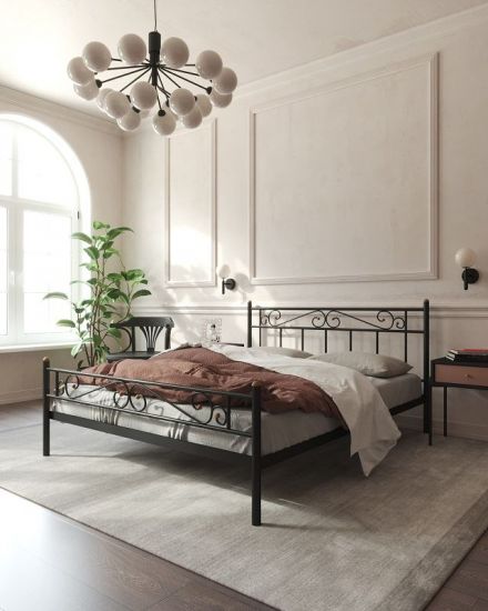 Кровать с изножьем "Франческа" (160х200-ноги металл-цвет Чёрный)