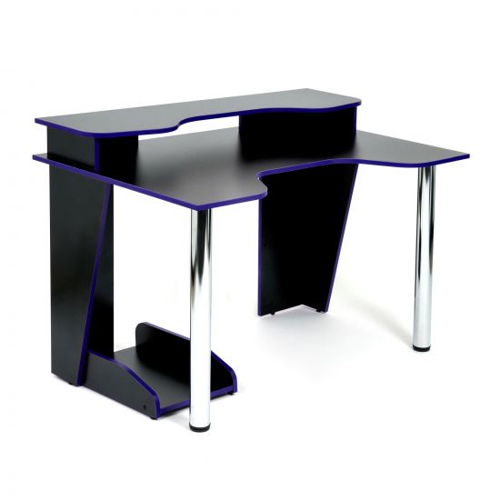 Стол компьютерный Strike-1 (120) NEO black-blue, черный-синяя кромка
