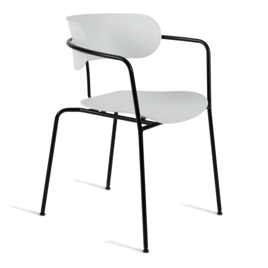 Кресло VAN HALLEN (mod. 2433) пластик-металл, 54,5х53,5х76 см, высота до сиденья 46 см, белый-черный