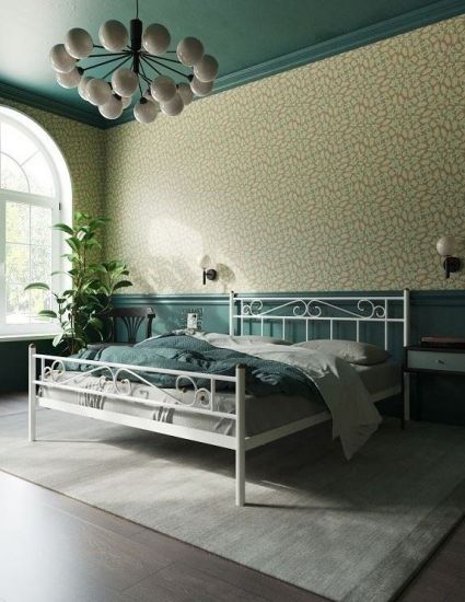 Кровать "Франческа" с изножьем (140х200-ноги металл-цвет Белый)
