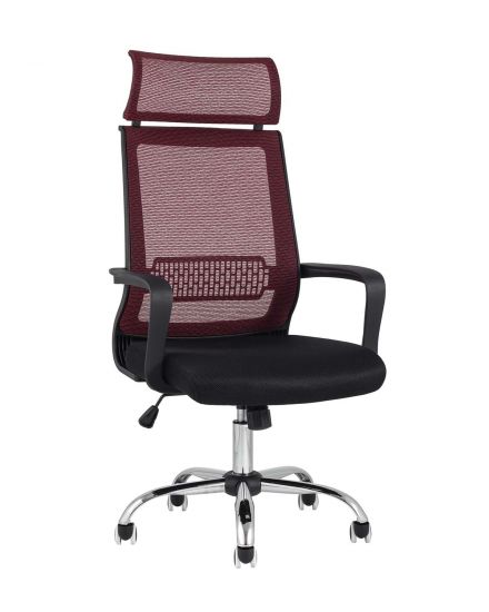УТ000002364 | Компьютерное кресло | TopChairs Style офисное красное в обивке с сеткой
