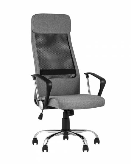 УТ000005409 | Компьютерное кресло | TopChairs Bonus офисное серое в обивке из текстиля и сетки