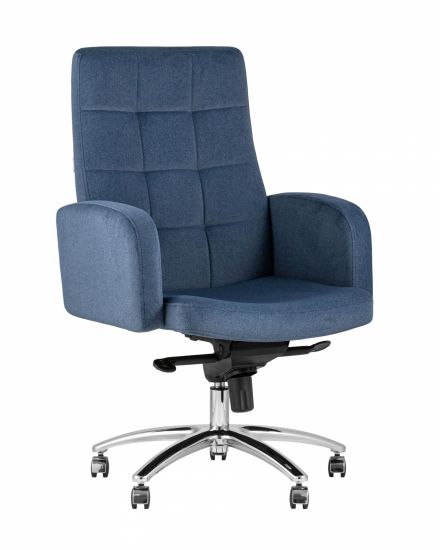УТ000013292 | Компьютерное кресло | для руководителя Лансет темно-синий обивка микровелюр крестовина металл