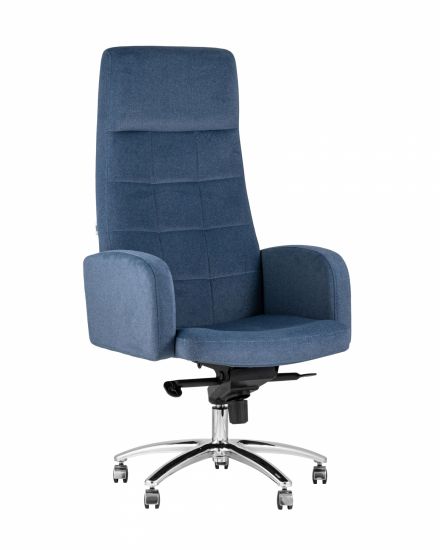 УТ000013289 | Компьютерное кресло | для руководителя Лестер темно-синий обивка микровелюр крестовина металл