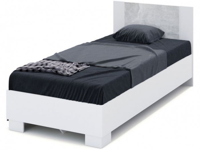 Кровать «Аврора» 90*200 (основание ЛДСП), Белый-Ателье светлый