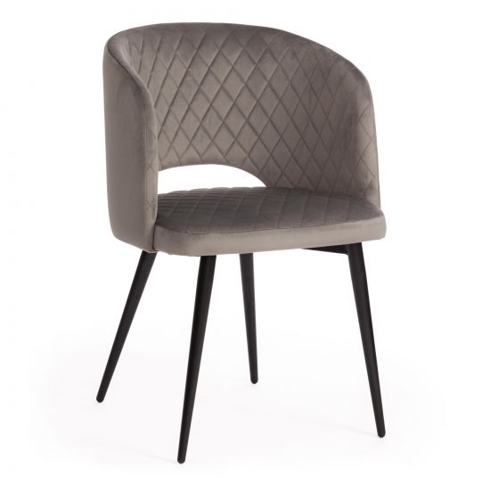 Кресло WIND (mod. 717) ткань-металл, 55х55х80 см, высота до сиденья 48 см, серый barkhat 26-черный