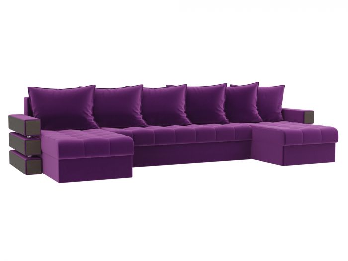 100048 П-образный диван Венеция | Микровельвет | Фиолетовый