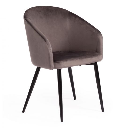 Кресло LA FONTAIN (mod. 004) вельвет-металл, 60 х 57 х 84 см , серый (HLR 24)-черный