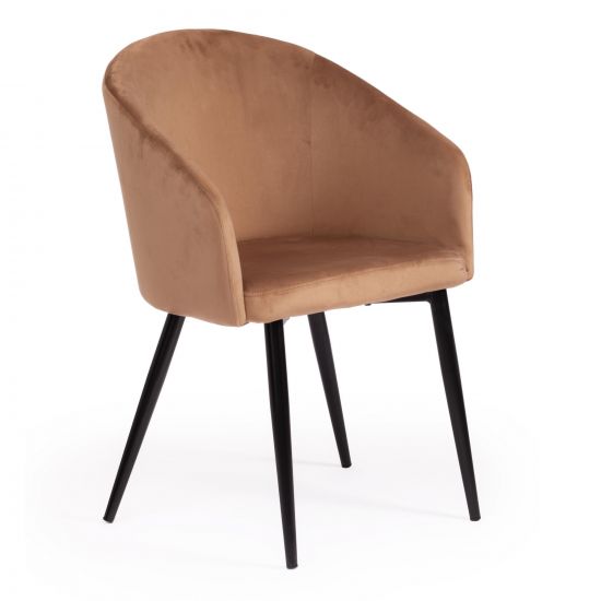 Кресло LA FONTAIN (mod. 004) вельвет-металл, 60 х 57 х 84 см , коричневый (HLR11)-черный