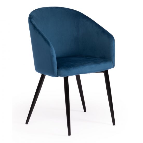 Кресло LA FONTAIN (mod. 004) вельвет-металл, 60 х 57 х 84 см , синий (HLR 63)-черный
