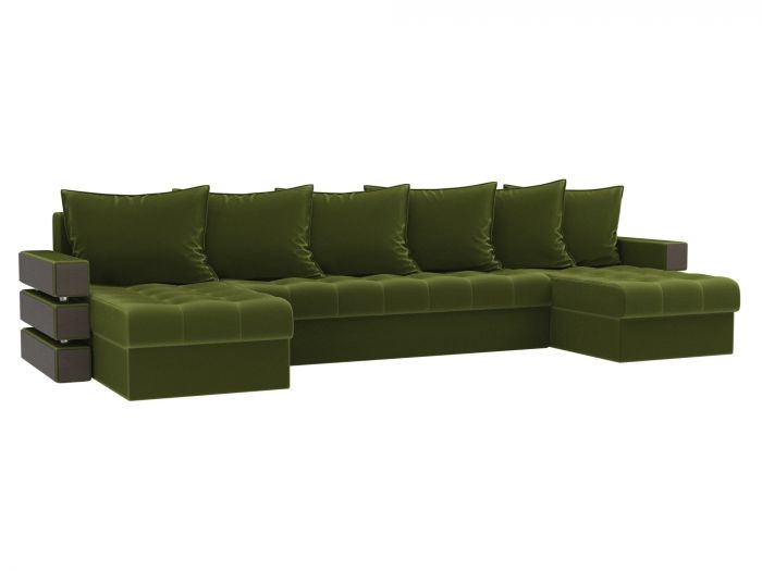 108447 П-образный диван Венеция | Микровельвет | Зеленый
