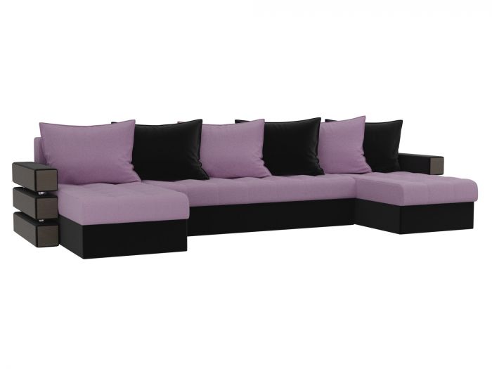 108466 П-образный диван Венеция | Микровельвет | Сиреневый | Черный