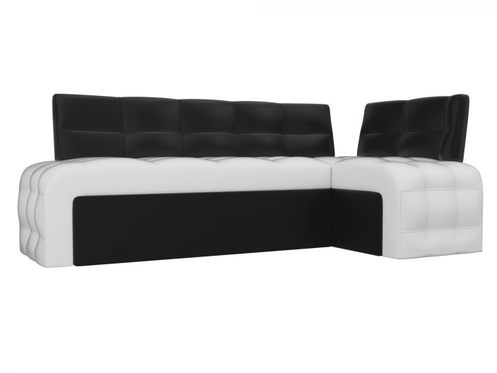28594 Кухонный угловой диван Люксор | Экокожа | Белый | Черный