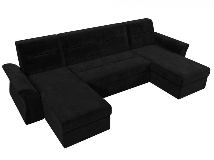 109302 П-образный диван Клайд | Велюр | Черный