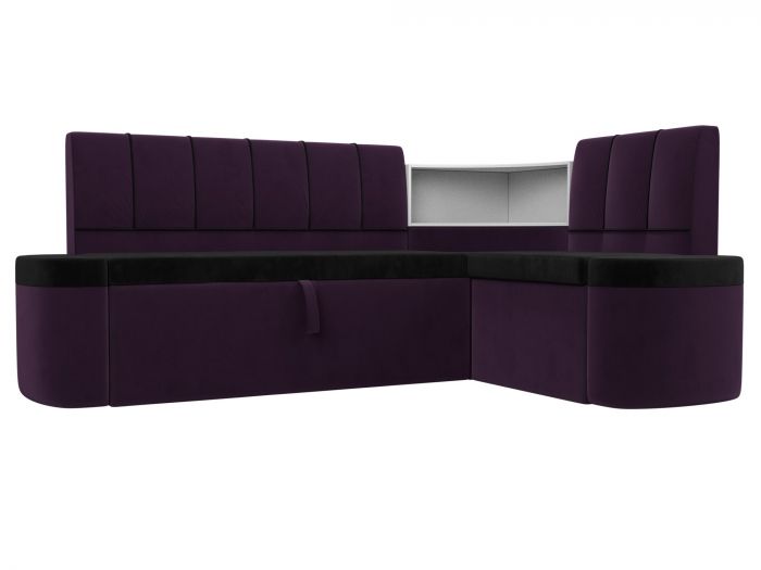 107516 Кухонный угловой диван Тефида | Велюр | черный | фиолетовый
