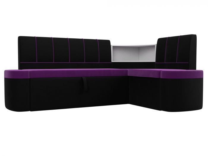 107525 Кухонный угловой диван Тефида | Микровельвет | Фиолетовый | Черный