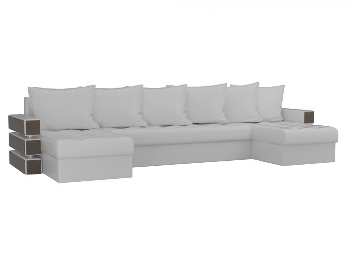 100054 П-образный диван Венеция | Экокожа | Белый