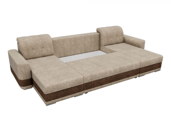 100073 П-образный диван Честер | Велюр | бежевый | коричневый