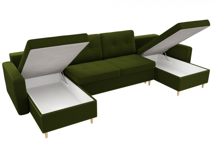 31558 П-образный диван Белфаст | Микровельвет | Зеленый