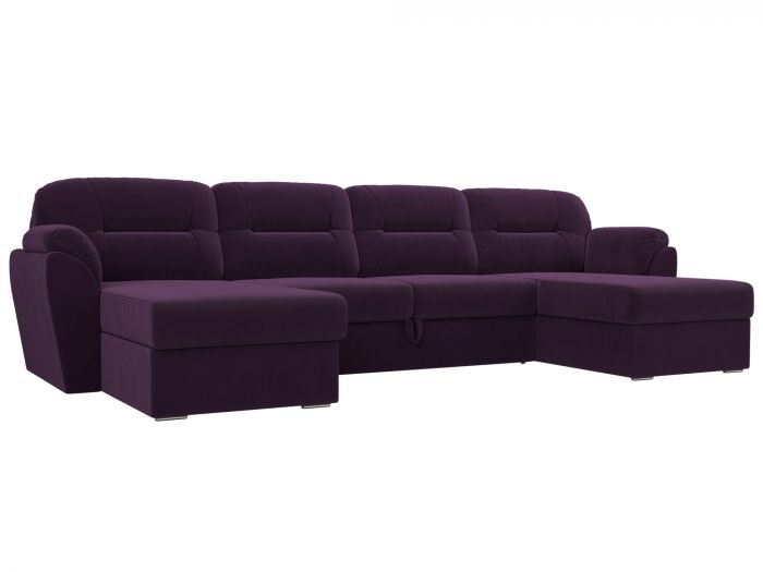 100543 П-образный диван Бостон | Велюр | Фиолетовый