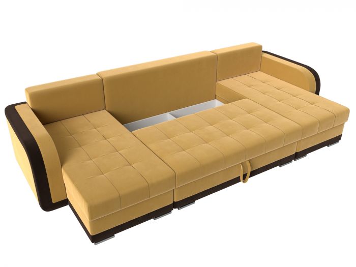 110017 П-образный диван Марсель | Микровельвет | Желтый | коричневый