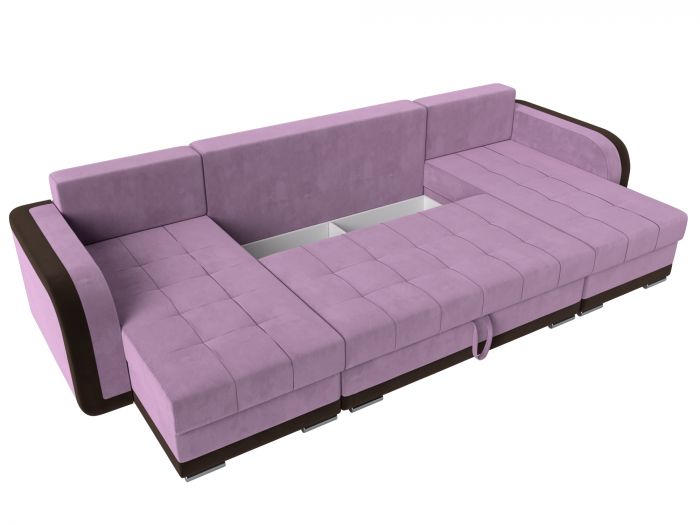 110019 П-образный диван Марсель | Микровельвет | Сиреневый | Коричневый