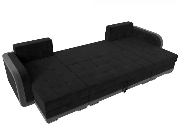 110036 П-образный диван Марсель | Велюр | черный | серый