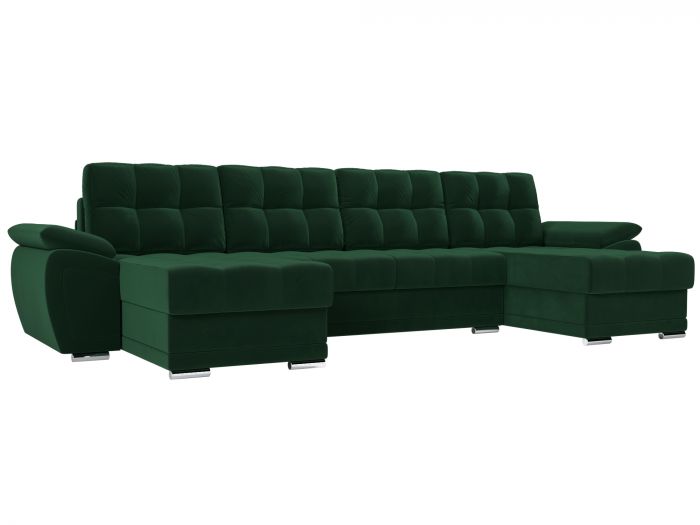 109927 П-образный диван Нэстор | Велюр | Зеленый