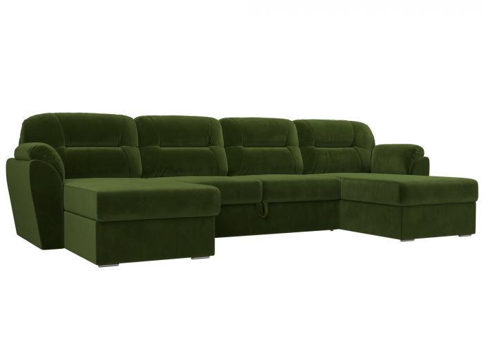 109502 П-образный диван Бостон | Микровельвет | Зеленый
