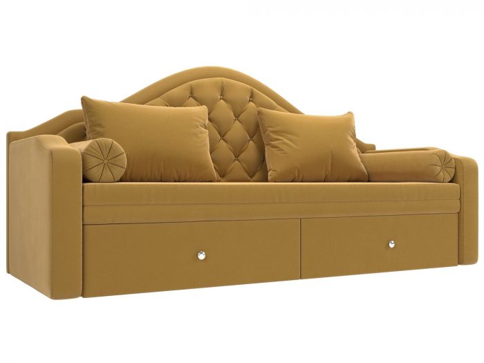 109450 Прямой диван софа Сойер | Микровельвет | Желтый