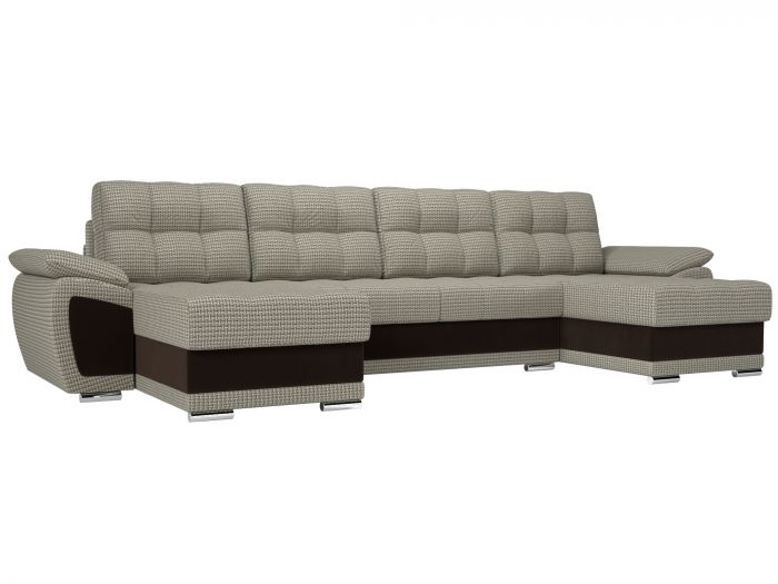 109959 П-образный диван Нэстор | Корфу | Микровельвет | Корфу 02 | коричневый
