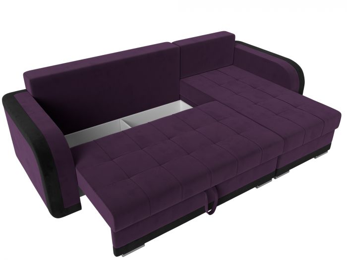 109986 Угловой диван Марсель | Велюр | Фиолетовый | Черный