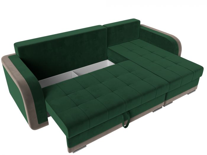 109989 Угловой диван Марсель | Велюр | Зеленый | Коричнеевый