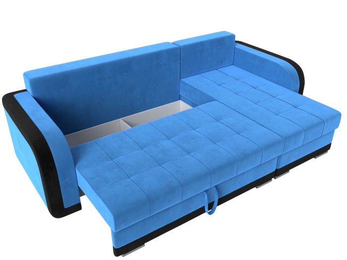 109993 Угловой диван Марсель | Велюр | голубой | черный