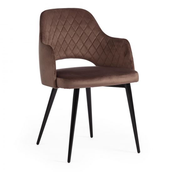 Кресло VALKYRIA (mod. 711) ткань-металл, 55х55х80 см, высота до сиденья 48 см, коричневый barkhat 12-черный