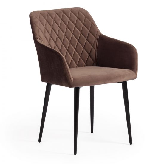 Кресло BREMO (mod. 708) ткань-металл, 58х55х83 см, высота до сиденья 48 см, коричневый barkhat 12-черный