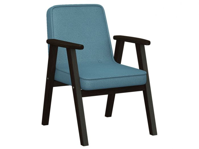 Кресло Ретро ткань голубой, каркас венге