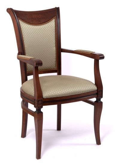 Кресло "Милорд №11-S" (Темный орех + патина-ткань Luiza com NEFRIT)