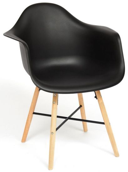 Кресло CINDY (EAMES) (mod. 919) - 1 шт. в упаковке дерево береза-металл-сиденье пластик, 60*62*79см, черный-black with natural legs
