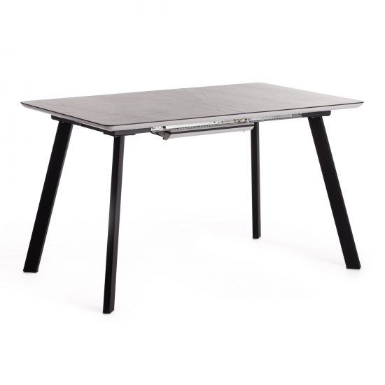 Стол обеденный DARWIN МДФ HPL-ЛДСП-металл, 128-170х80х75 см, Мрамор светлый-Черный