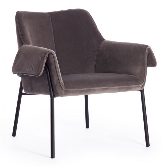 Кресло BESS (mod. 0179471) металл-вельвет, 70х71х75 см, серо-коричневый S108 (84 Brown)-черный