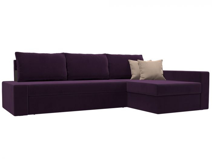 105811 Угловой диван Версаль | Велюр | фиолетовый | бежевый