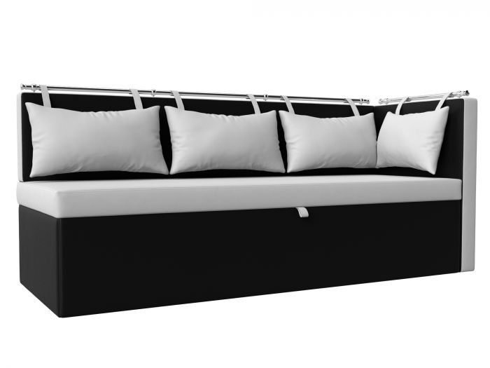 28573 Кухонный диван Метро с углом | Экокожа | Белый | Черный