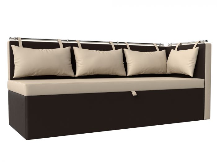 28574 Кухонный диван Метро с углом | Экокожа | бежевый | коричневый