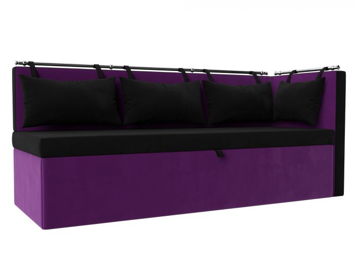 28575 Кухонный диван Метро с углом | Микровельвет | черный | фиолетовый