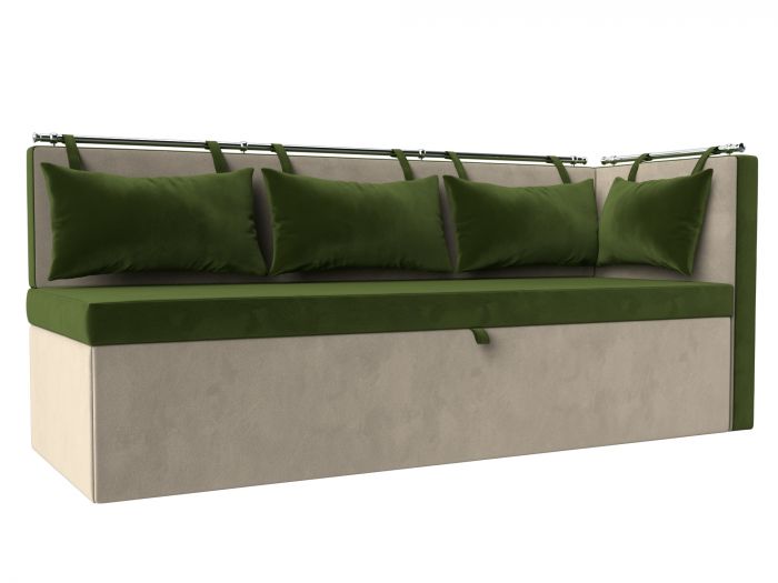105023 Кухонный диван Метро с углом | Микровельвет | Зеленый | Бежевый