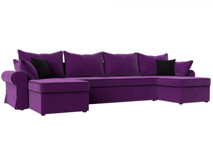 110294 П-образный диван Элис | Микровельвет | Фиолетовый