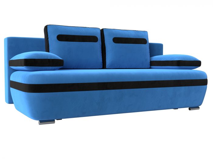 110635 Прямой диван Каир | Велюр | голубой | черный