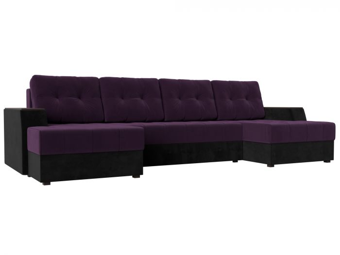 110980 П-образный Диван Эмир | Велюр | Фиолетовый | Черный